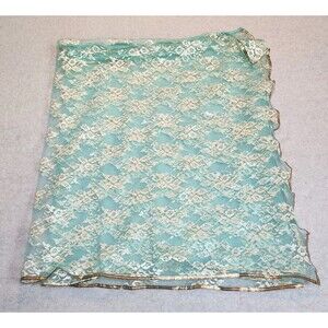 Mint Mesh Lace Fabric Floral Design 90"×26"